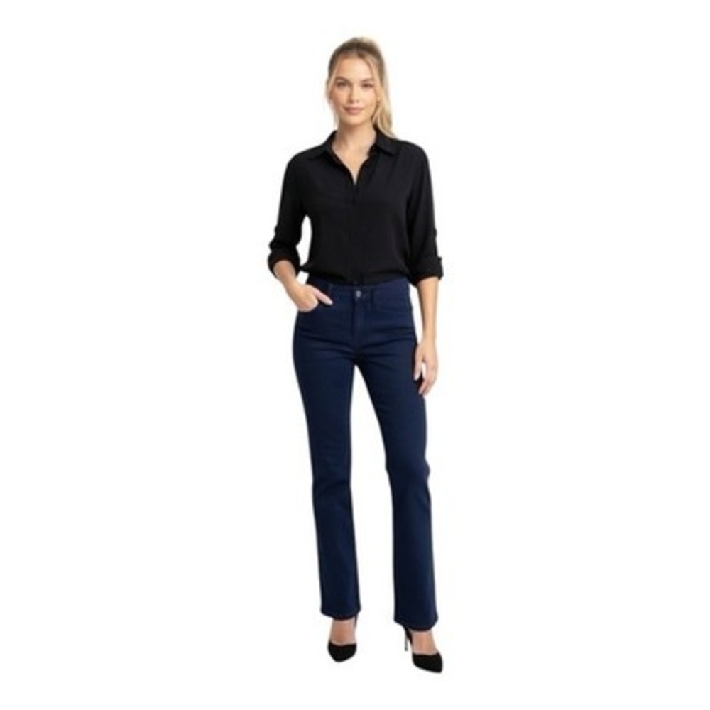 CHAPS Navy Blue Cotton Jeans Women Size 8 Regular Fit Zip Front 30" Inseam VG